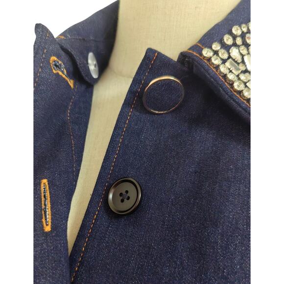 Veronica Beard Barrington Denim Blue Embellished-Collar Cropped Jacket US 4 - Picture 9 of 9